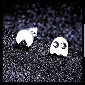Pac-Man & Ghost Earrings (Stainless Steel)